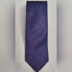 Tommy Hilfiger Men's 100% Silk Tie Geometric Circles Purple Blue Made in USA
